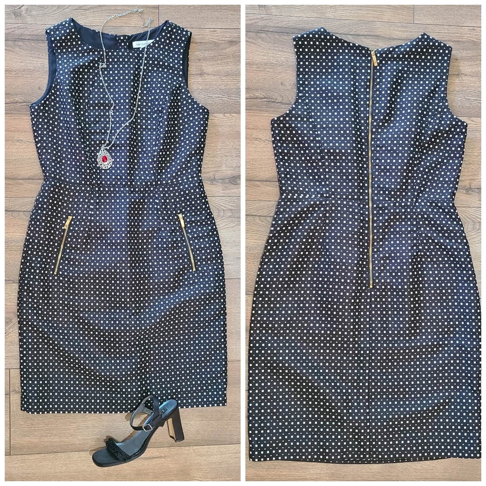 Worn Once! - LIZ CLAIBORNE - Black & White check print Sheath dress - Size 8